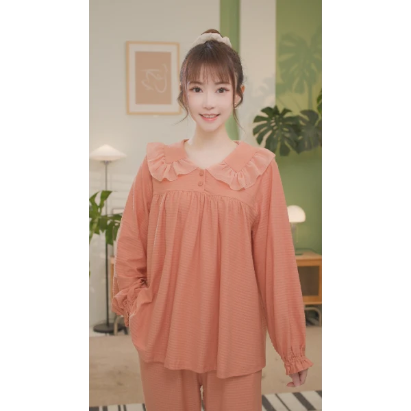 安之伴【安心睡眠】睡衣女春法式甜美简约宽松家居服82311722456