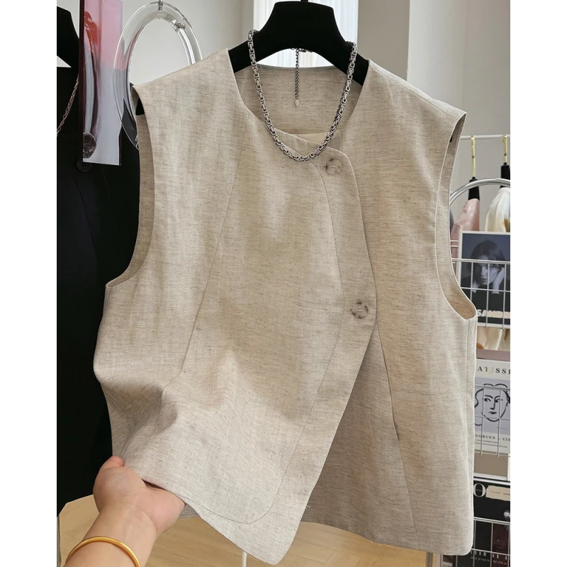 高端时尚设计感无袖西装马甲背心外套女2024夏季新款叠穿外穿上衣