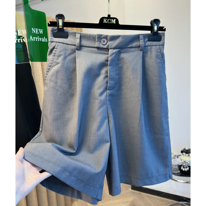 西装休闲短裤女夏大码薄款适合梨形身材垂感阔腿显瘦高腰五分裤子