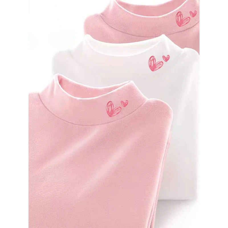 女童德绒打底衫半高领2024秋冬新款儿童长袖t恤保暖秋衣内搭上衣