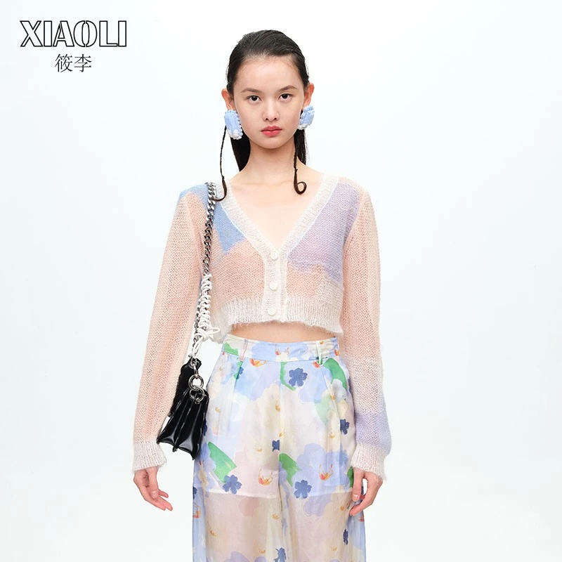 XIAOLI筱李 吴宣仪同款设计师品牌马海毛花朵针织开衫