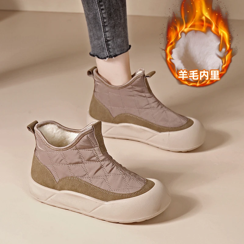 冬季绵羊毛厚底增高雪地靴高帮舒适轻盈休闲女鞋加绒加厚防寒棉靴