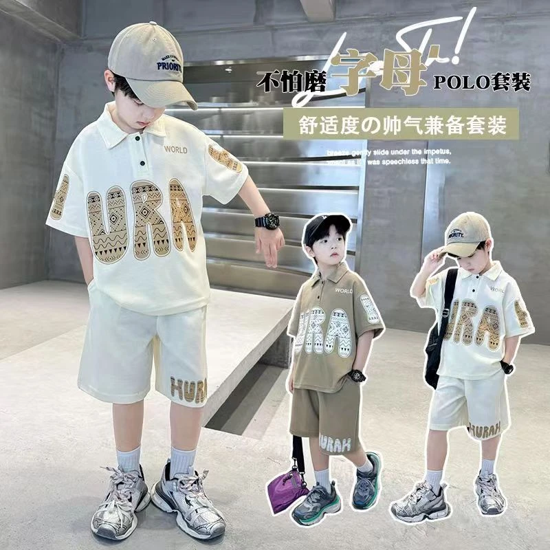 D3252男童夏装短袖套装2024新款儿童夏季衣服中大童短裤男孩夏款