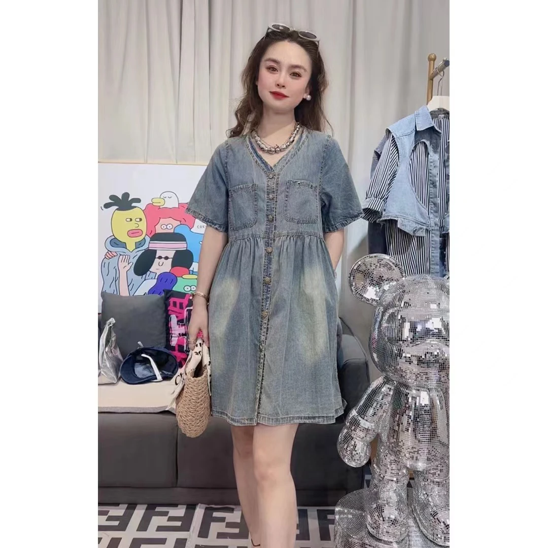 2024夏季时尚休闲百搭设计感小个子显瘦气质韩版宽松女装连衣裙潮