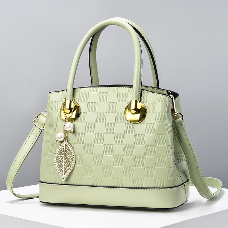 女士包包2023新款春夏潮简约百搭三层单肩斜挎质感格子手提包女包