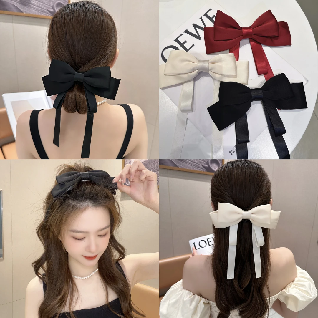 飘带蝴蝶结发夹女高级感夏季超仙优雅弹簧夹甜美
