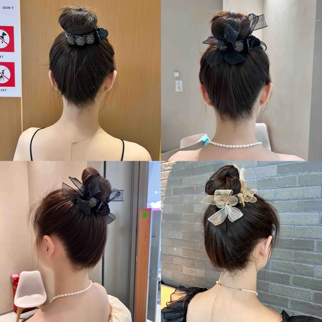 初尚9.9M/2个蝴蝶结网纱丸子头抓夹气质精致韩版