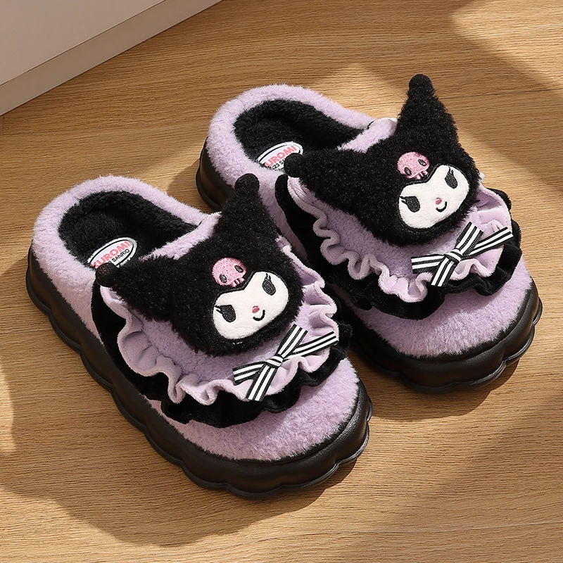 库洛米棉拖鞋女士秋冬季2024新款室内家居保暖踩屎感卡通毛绒拖鞋