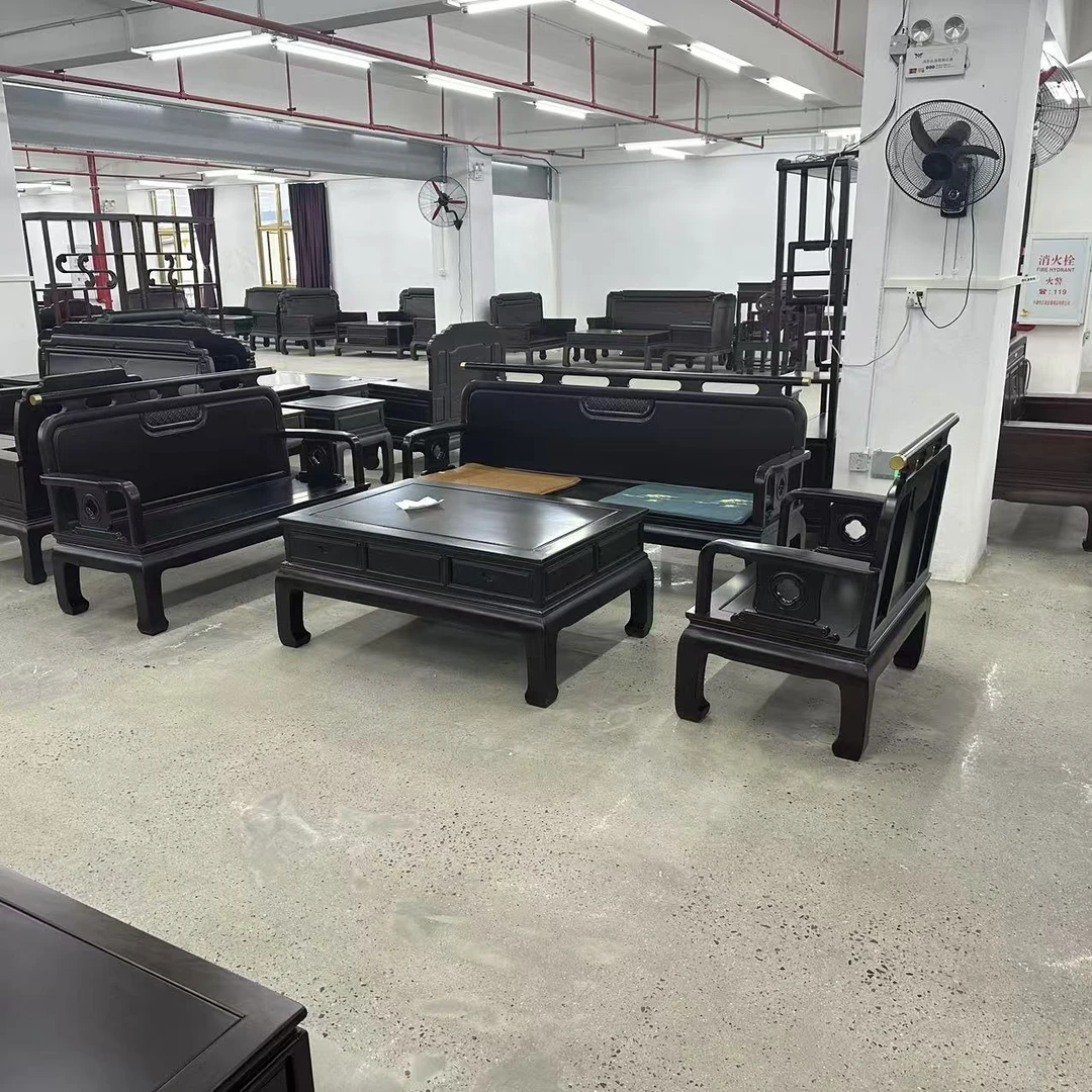 （新中式1号）一川家居实木家具五件套沙发家用