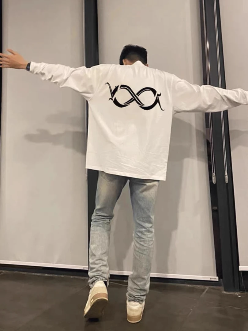 联名款重磅定制白色印花T恤男女新款美式高街宽松百搭打底衫上衣