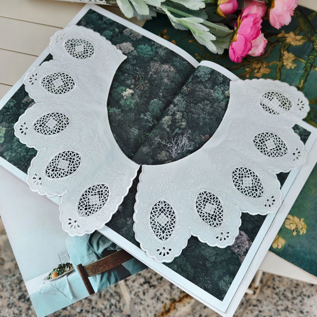 2862 同季新款花蕾丝刺绣镂空圆领辅料DIY气息衬衫假领子披肩