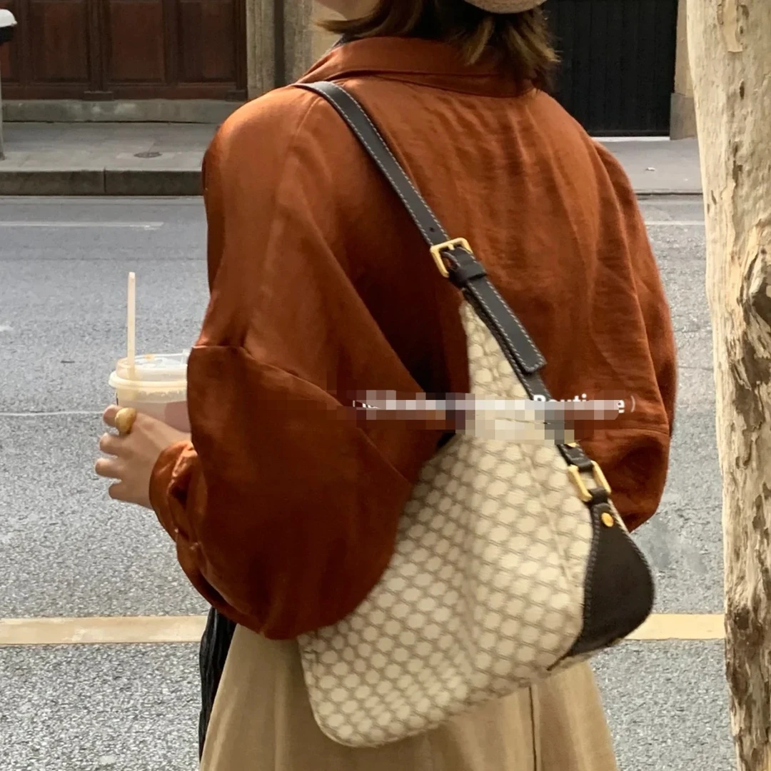 95新 Celine/思琳 思琳单肩包白色凯旋门腋下hobo尺寸25.19/芝心