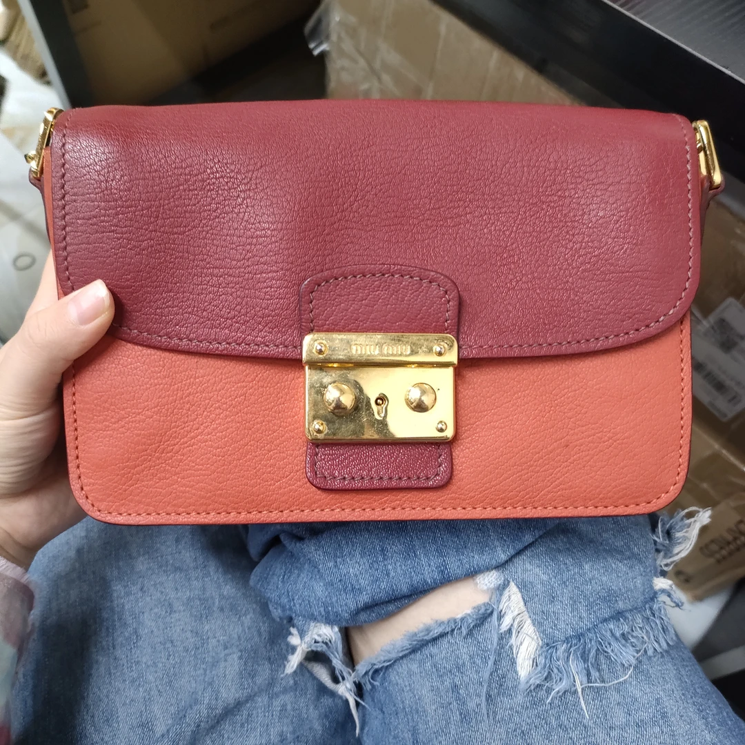 95新 MIU MIU/缪缪 【阿庞】j01553/链条单肩包/拼色22底长