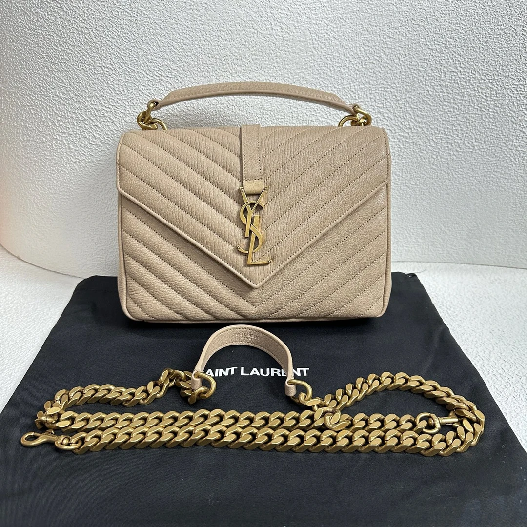 99新 YSL/圣罗兰 【阿庞】j01308/COLLEGE系列/中号手提邮差包/
