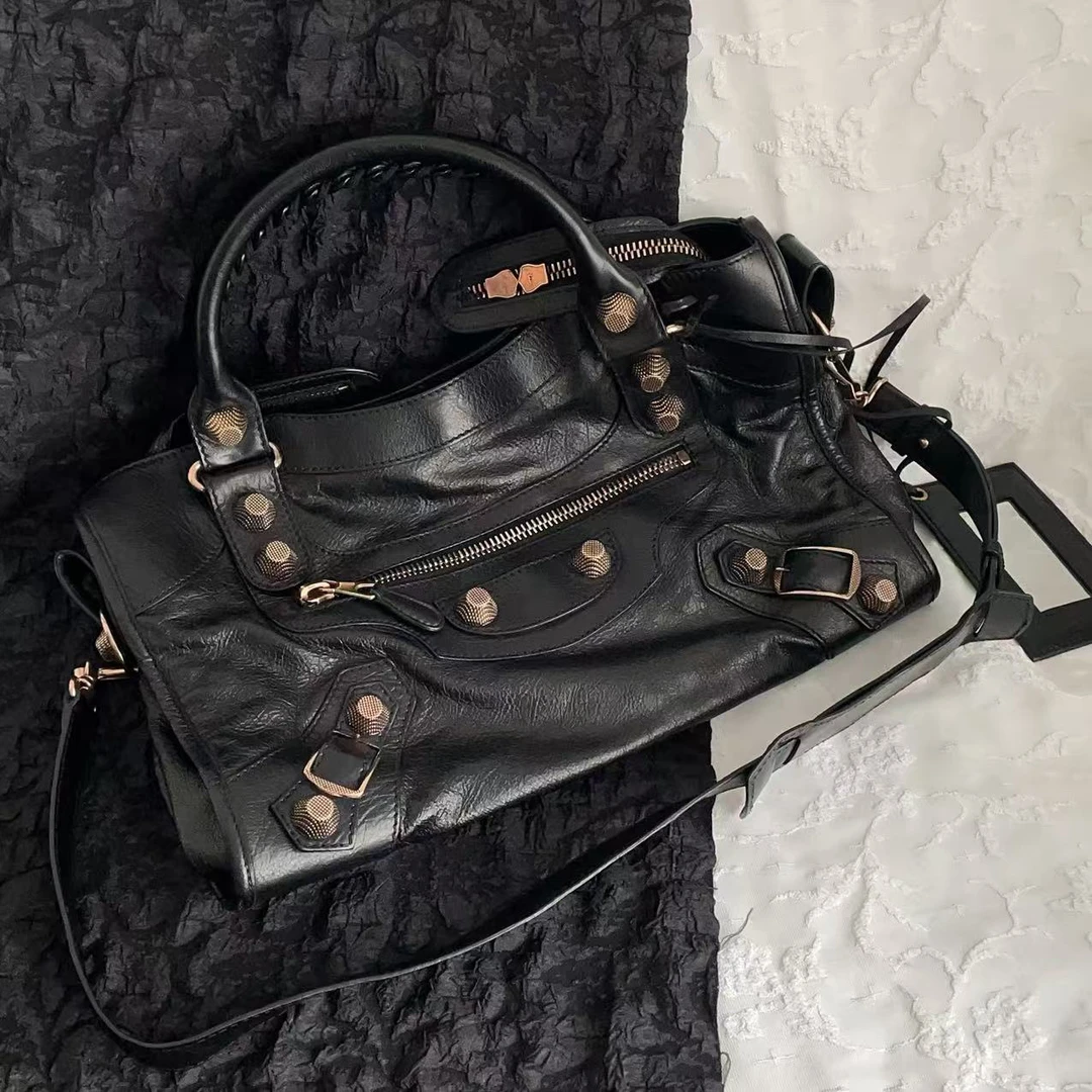95新 Balenciaga/巴黎世家 黑色中号机车包/95新/聪聪（改色）