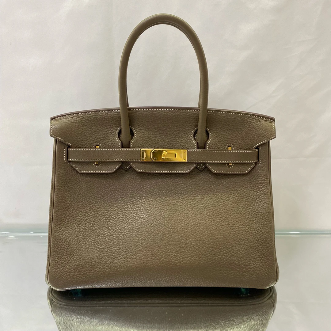 95新 Hermes/爱马仕 【阿庞】birkin30 大象灰金扣T刻手提包