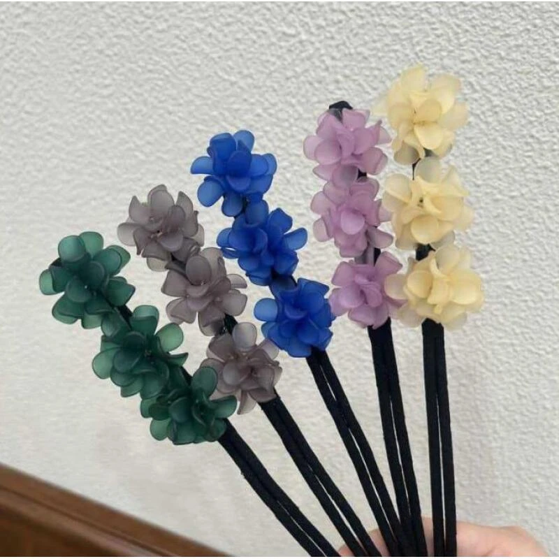 诗泊雅丸子头简约盘发器花苞头饰新升级绣球花朵盘发棒亚克力发饰