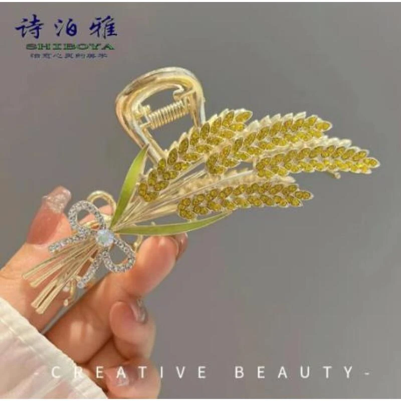 诗泊雅四朵花轻奢麦穗抓夹