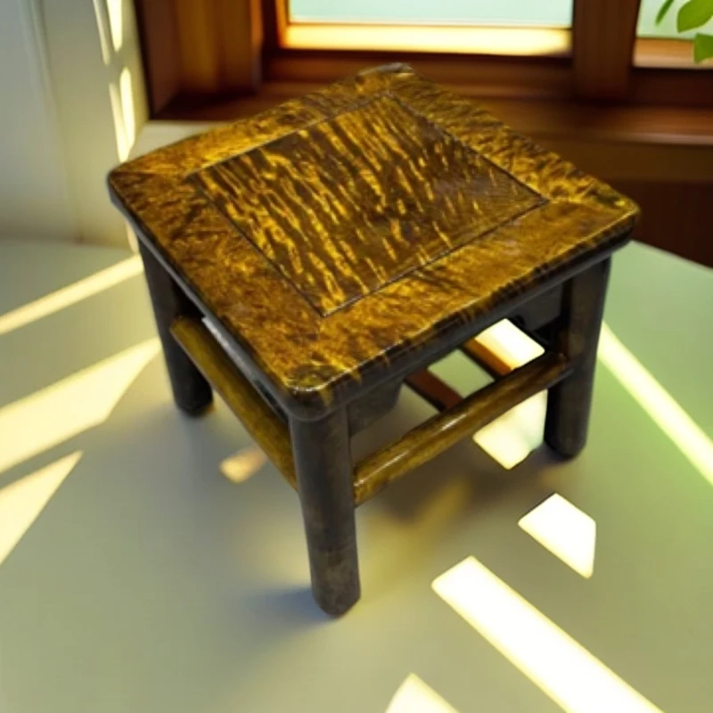 金丝楠木 阴沉绿料富贵凳四方凳（水波纹）长28/宽28/27高