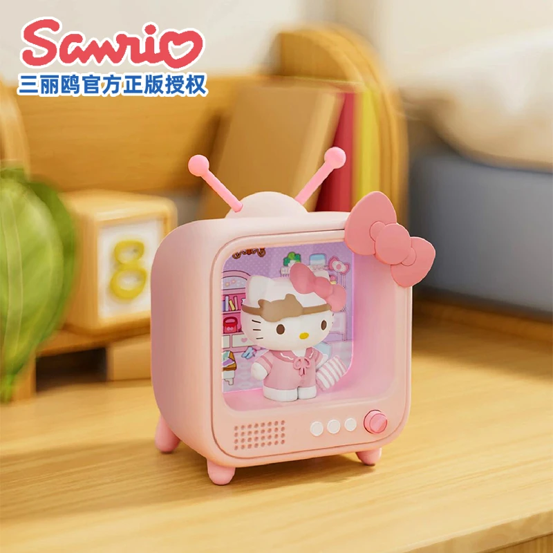 正版三丽鸥盲盒helloKitty玩偶库洛米电视机小夜灯发光摆件礼物