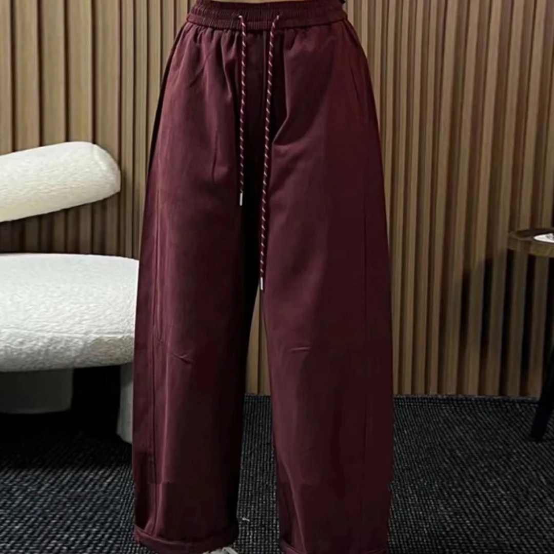 直筒阔腿气球裤抽绳松紧腰直筒阔腿休闲时尚21587