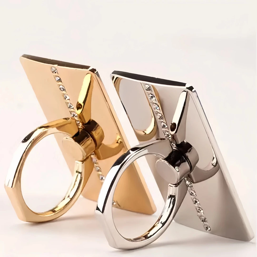 简约全金属手机指环支架高端水钻手机支架桌面粘贴式手环扣男女款