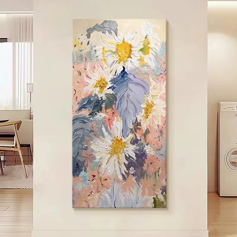 奶油风之舞花卉纯手绘油画艺术立体肌理走廊过道壁画高级感挂画