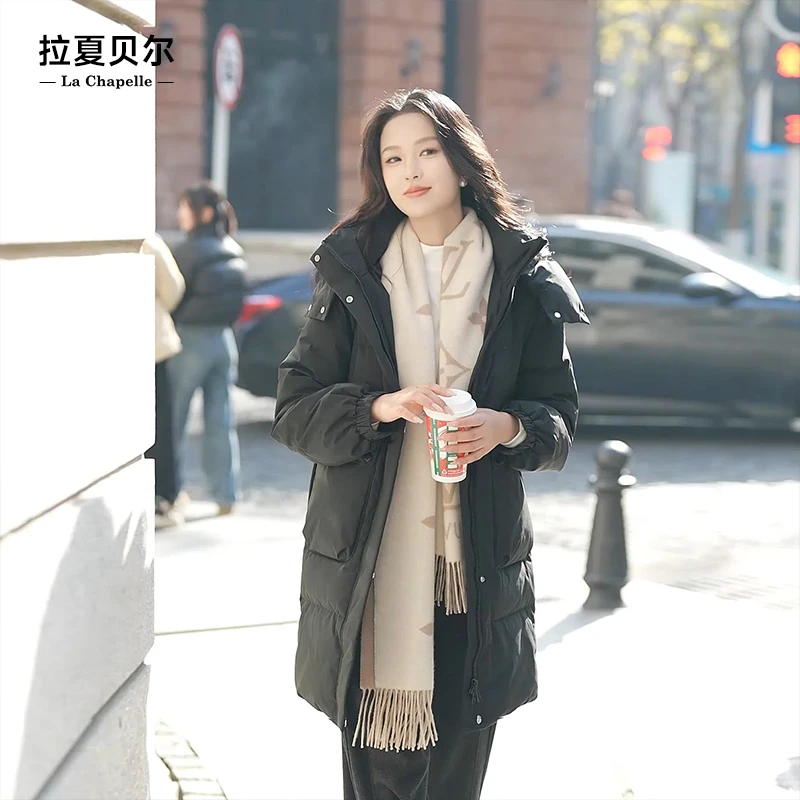 La Chapelle/拉夏贝尓2024年新款羽绒服女保暖时尚中长款白鸭绒