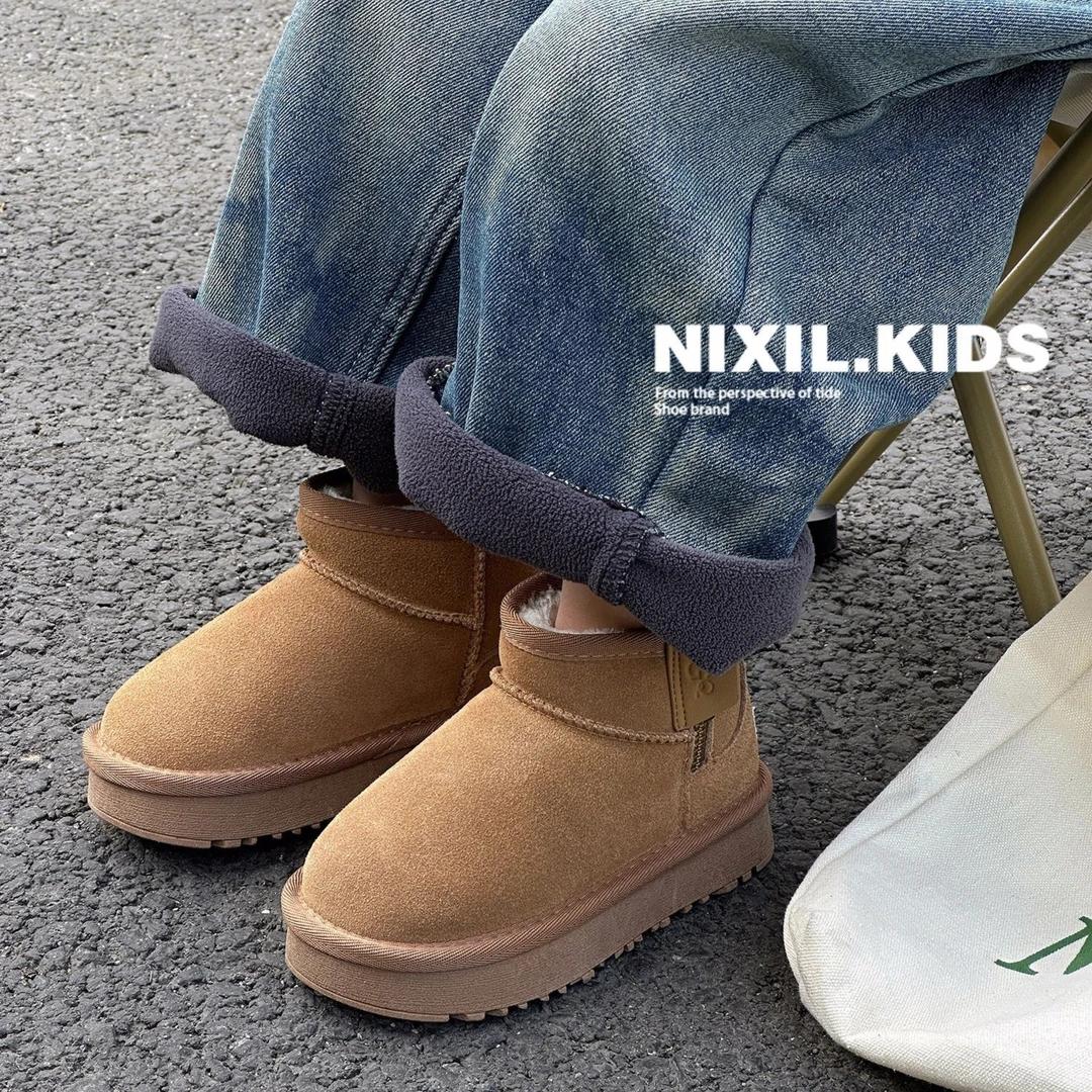 爆款厚底儿童真皮雪地靴冬季新款韩版童鞋男童女童大棉保暖靴子