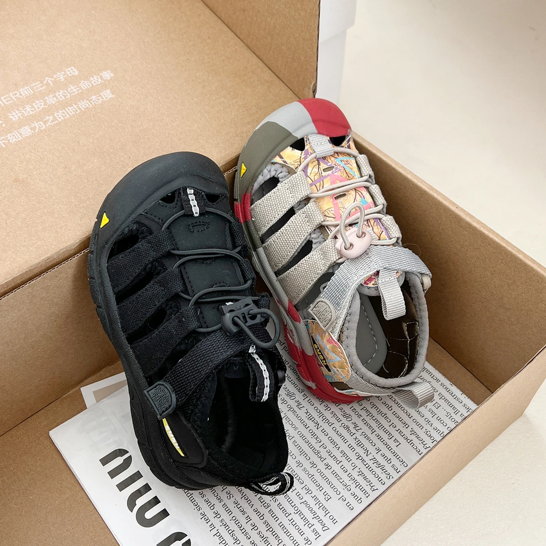 夏季新款儿童户外软底凉鞋男童女童包头防踢镂空沙滩鞋百搭透气