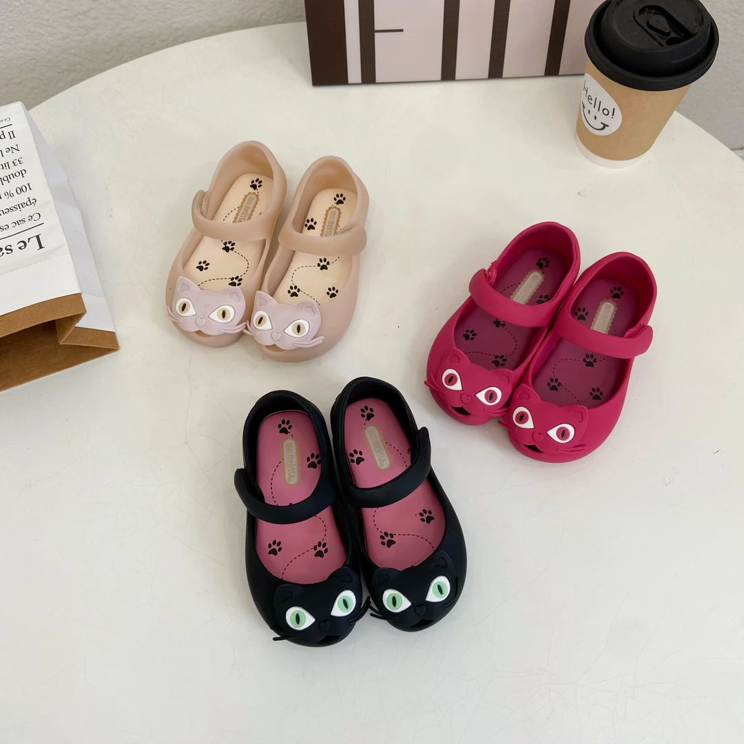 夏季凉鞋小猫儿童单鞋女童猫咪小童鱼嘴果冻鞋软底时尚凉鞋公主鞋