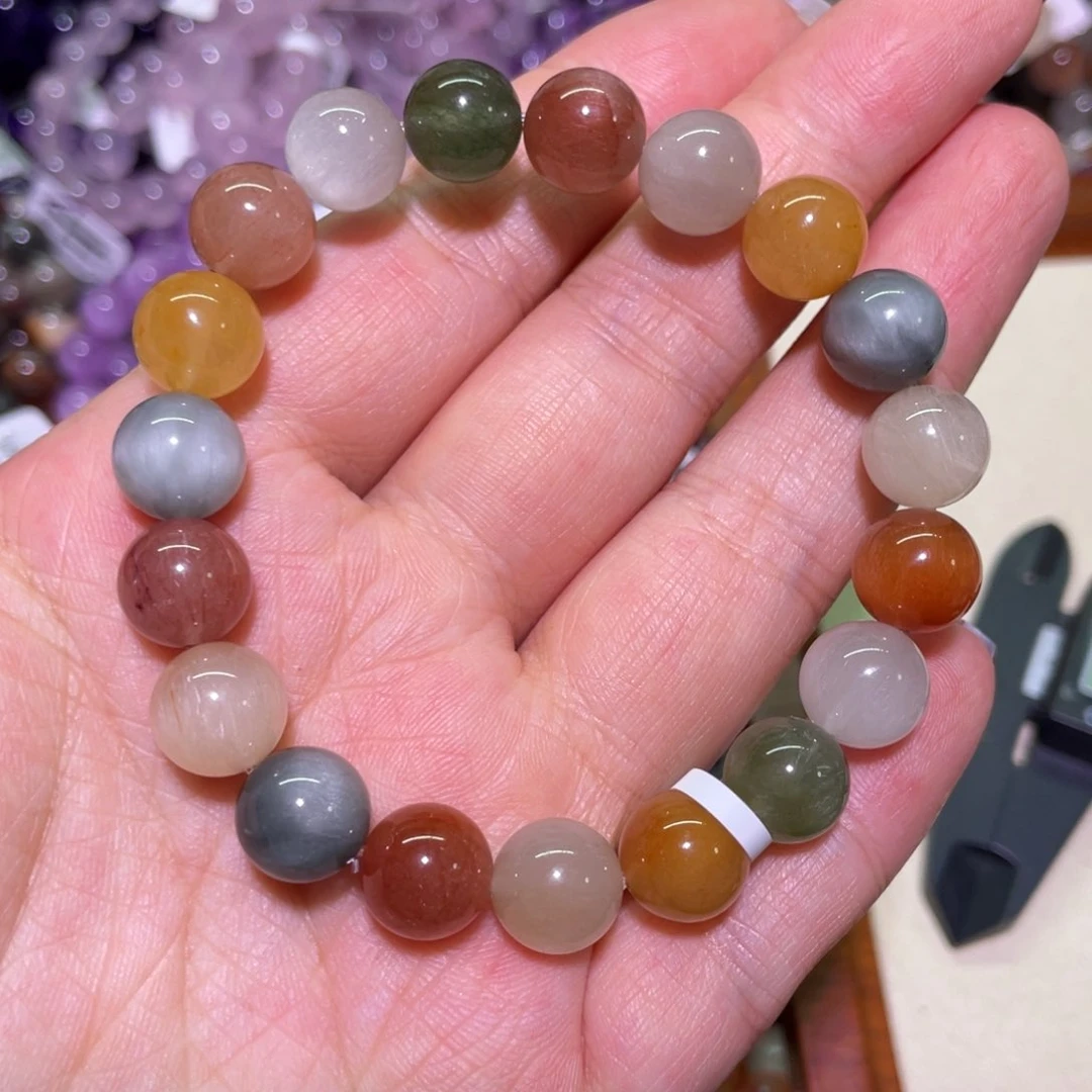 水晶手链未镶嵌10mm彩兔毛