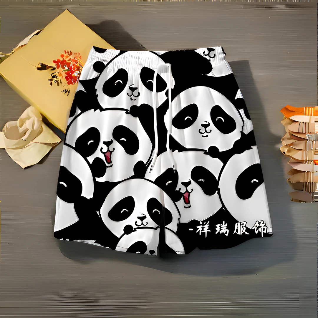 大熊猫可爱潮流短裤新款夏季宽松休闲裤男女百搭居家户外运动裤衩