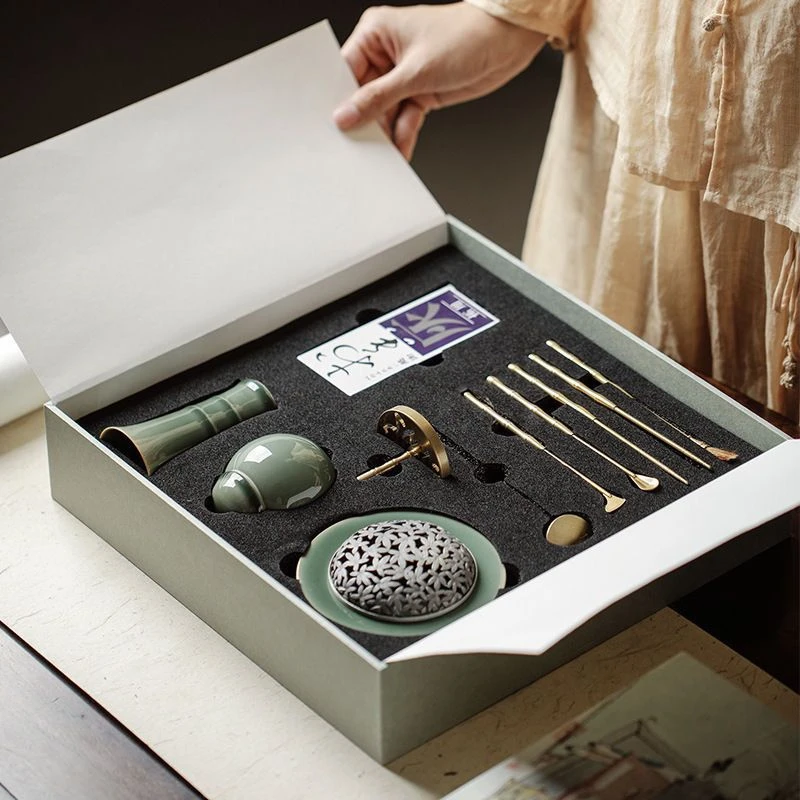 【金土系列】窑青瓷香道器具套装打篆工具十件套青瓷香炉檀香熏香