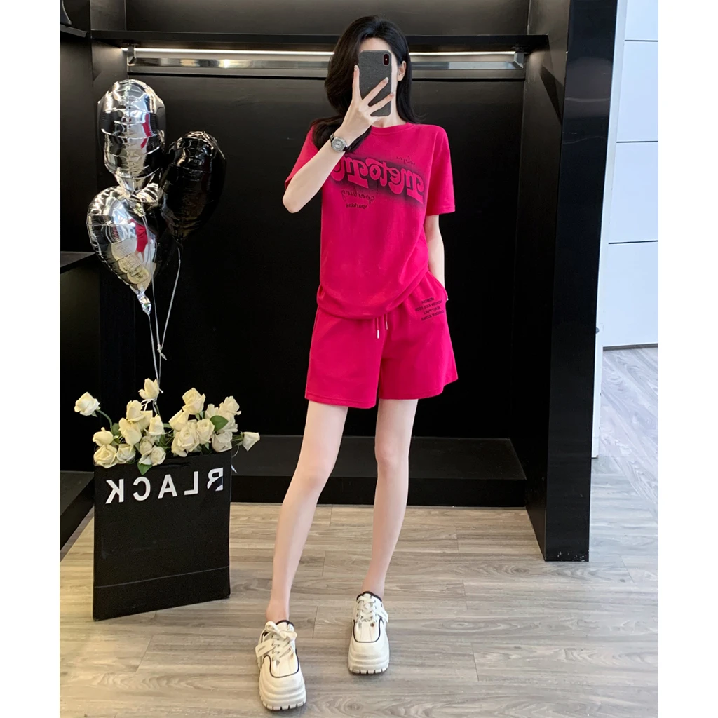 洋气时髦短裤套装女2024新款宽松显瘦可盐可甜休闲网红炸街两件套