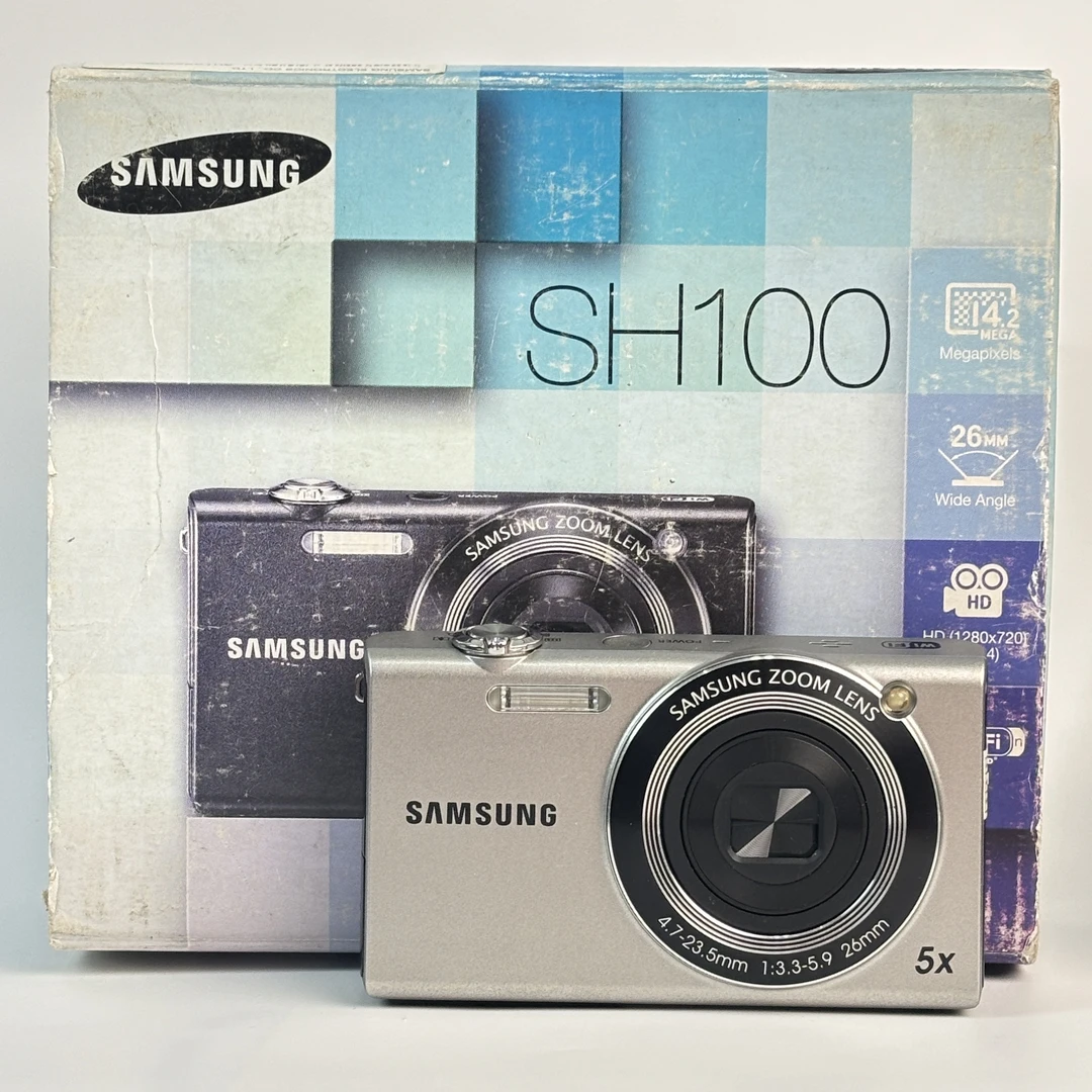 95新 Samsung/三星 sh100银色原盒1420万像素5倍变焦复古ccd相机