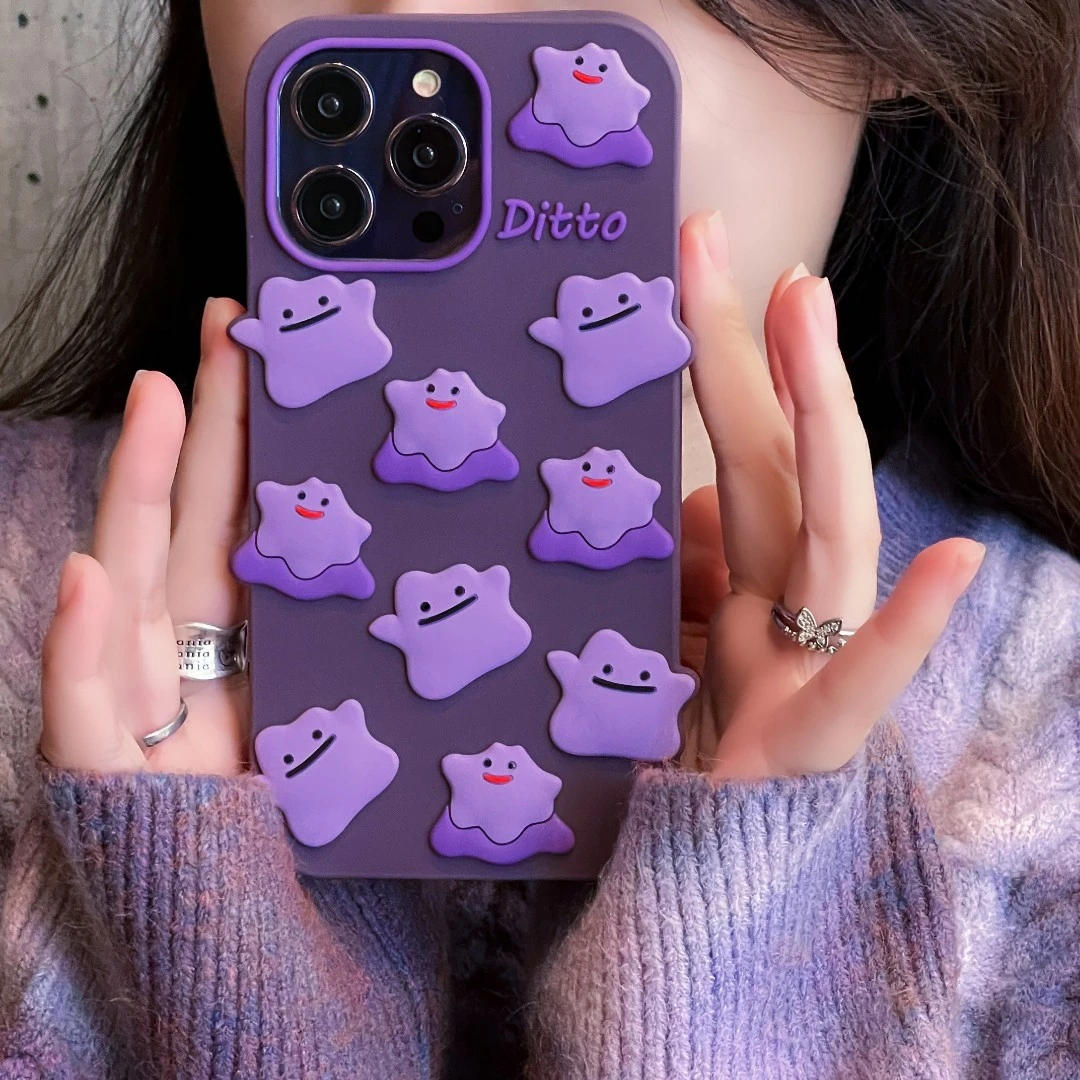 【苹果/华为/荣耀】宝可梦百变怪暗紫色iPhone15promax硅胶手机壳