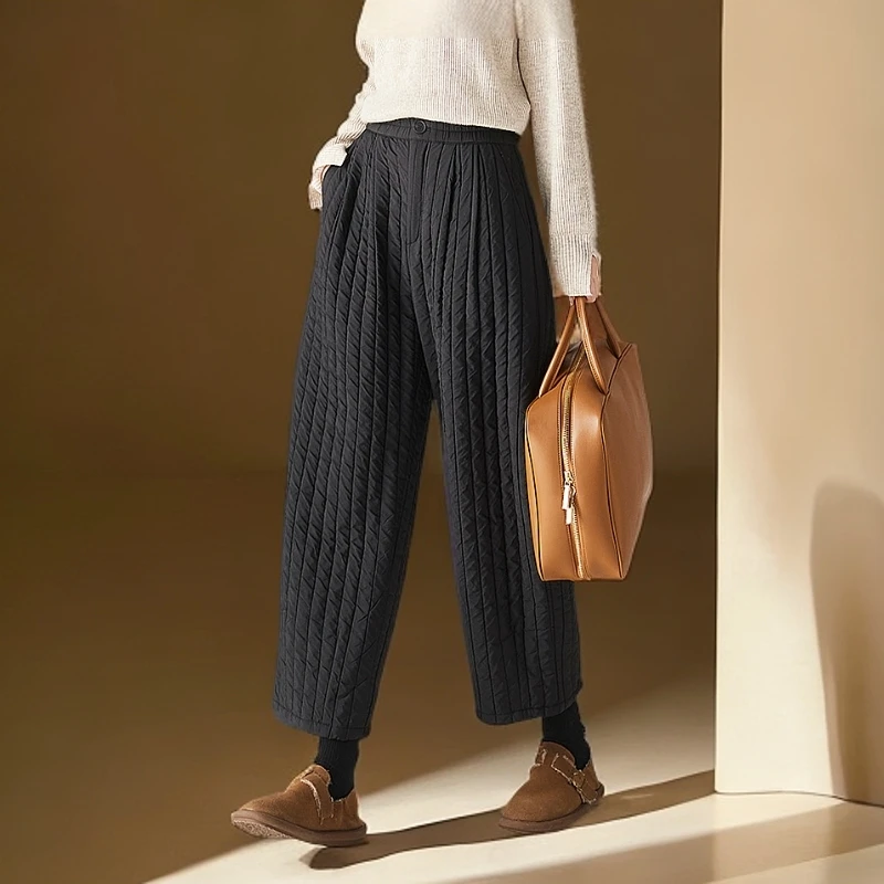2025春季新款时尚棉裤女灯笼裤宽松显瘦保暖夹棉休闲阔腿裤女士