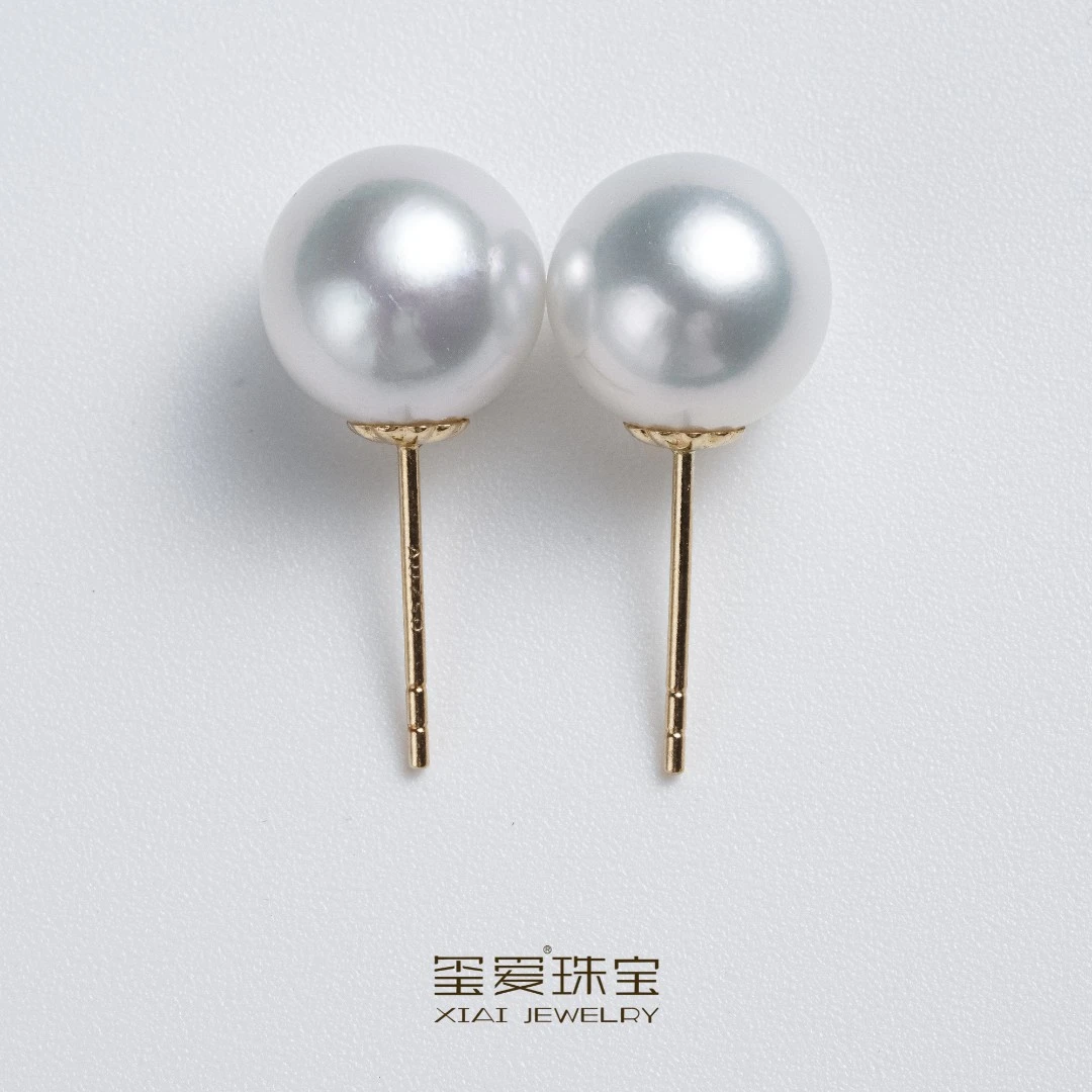 XIAI/玺爱【YY--32006】 18k金冷白仙女百搭海水澳白珍珠耳钉大点位