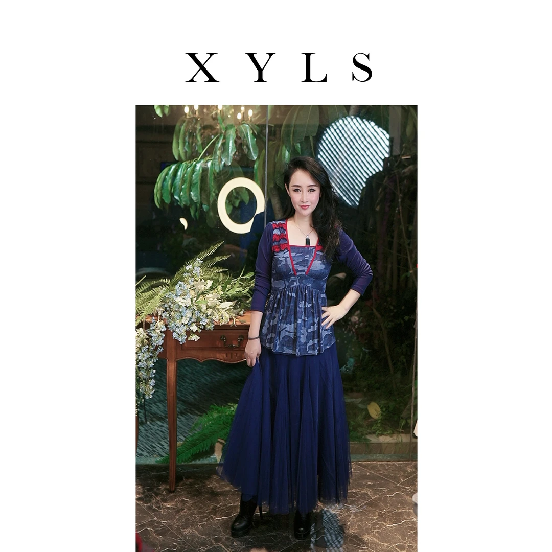 纯色纱纱裙蓝色优雅1938