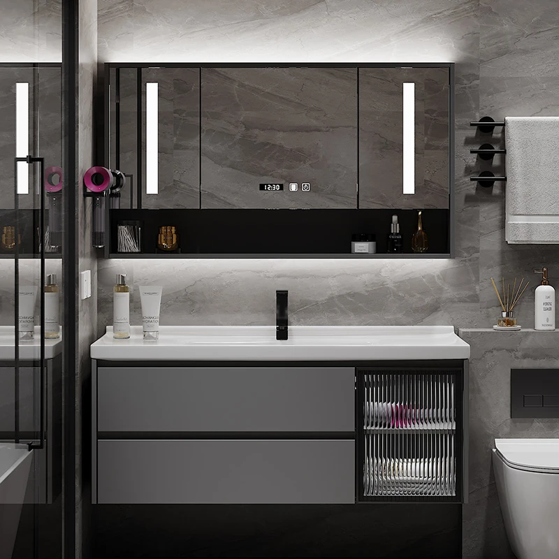 【新品推荐-冷色调】实木浴室柜洗脸盆柜洗漱台洗手台洗手盆防水