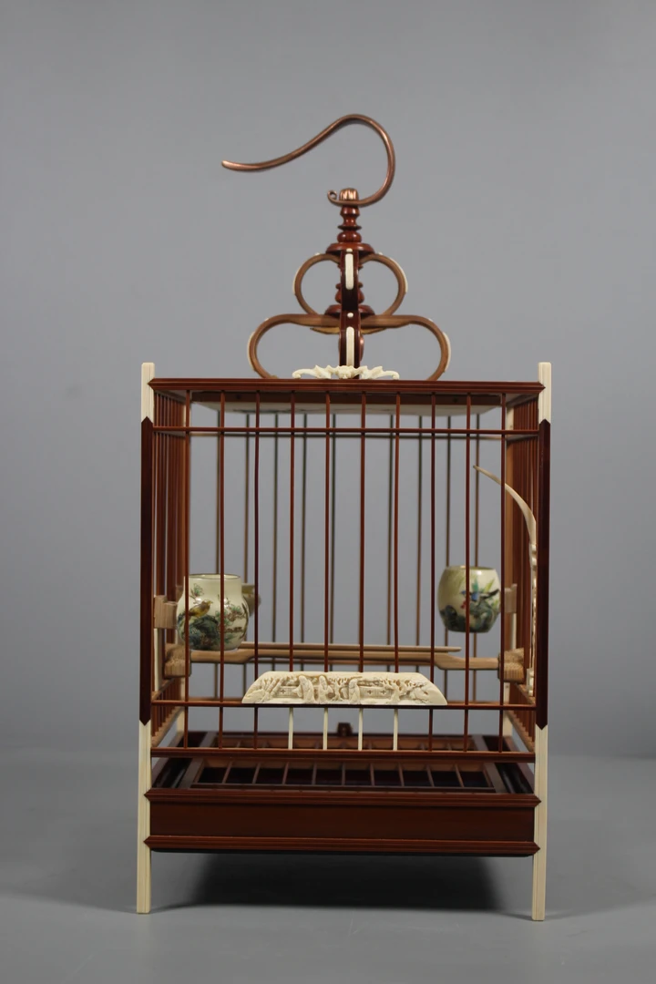 老竹纯手工制作斗四方绣眼笼