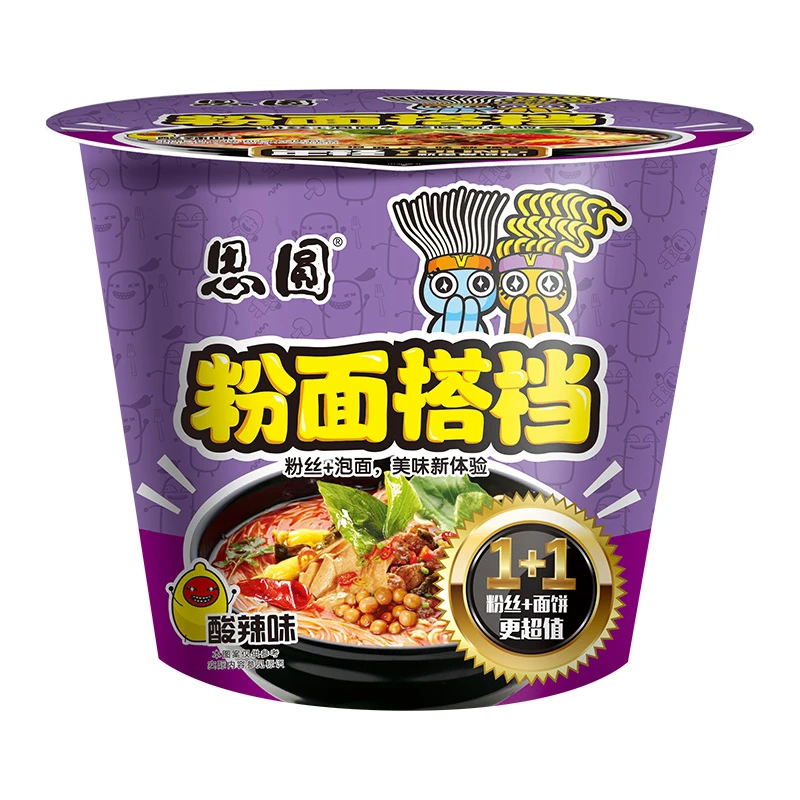 思圆粉面搭档粉丝泡面桶装学生夜宵速食美味即食酸辣粉方便面整箱