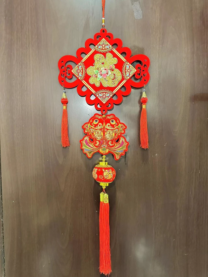 双面福字挂锦鲤挂灯笼新年喜庆装饰挂件入户门背景墙挂饰