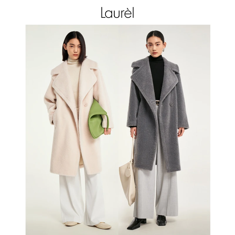 【丽公主专享】Laurel长款泰迪大衣毛呢外套女LWD333R00800
