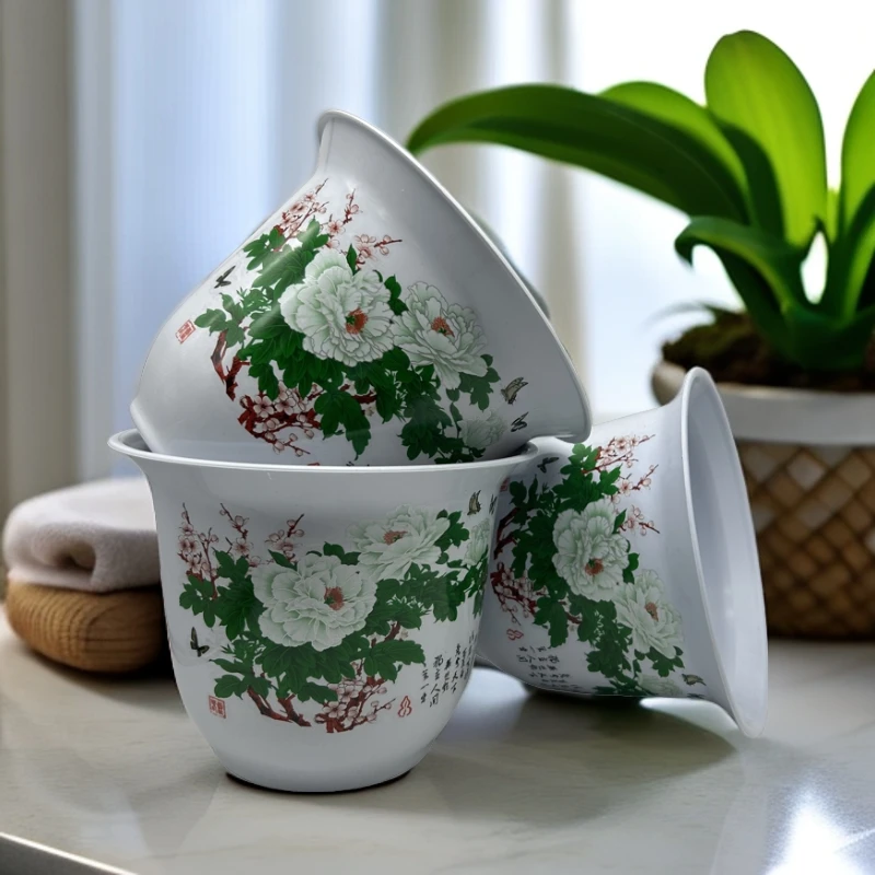 3个《直径22.7高17.5》230白色牡丹花盆