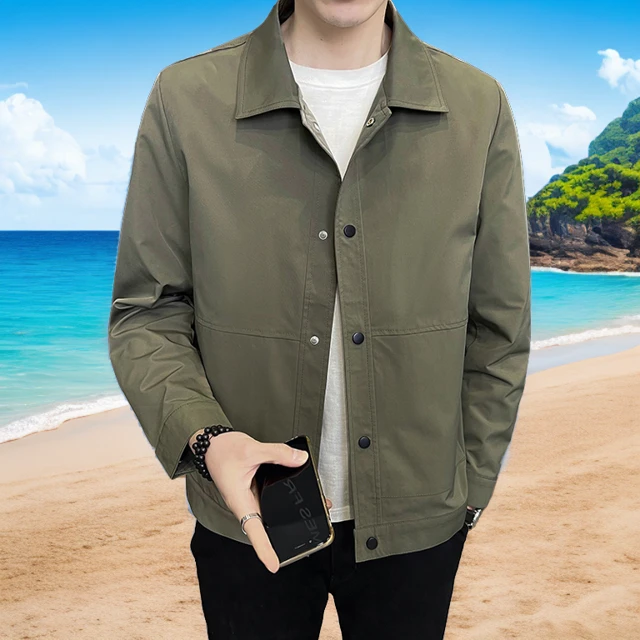 春夏男士秋冬装夹克外套衬衫领修身薄款青年韩版休闲百搭上衣男