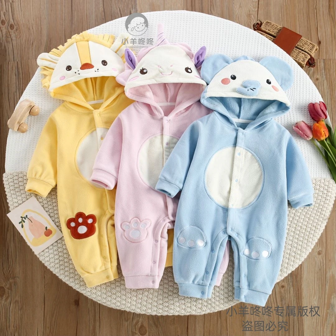秋装新款动物造型加绒连帽儿童长袖宝宝秋天衣服儿童潮牌服装童装