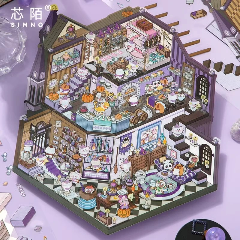 新款魔法学院超大版芯陌2.0免裁剪韩系3d立体女孩手工diy造景贴纸