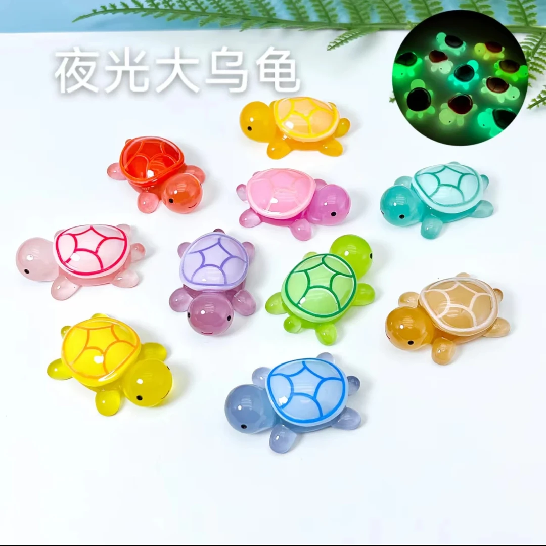 (直播拆）夜光小海龟树脂微景观摆件手工DIY材料装饰摆件两用旋转
